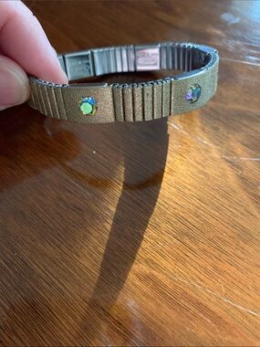 Timex Gold Stretch Bracelet Watch Band with Iridescent Stones